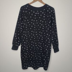 The Nines by HATCH Black and White Floral Dress Long Sleeve Medium